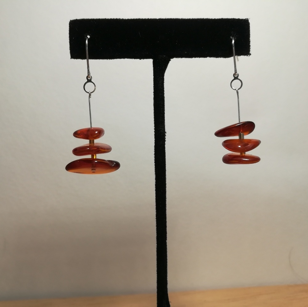 Sterling silver Amber dangle earrings